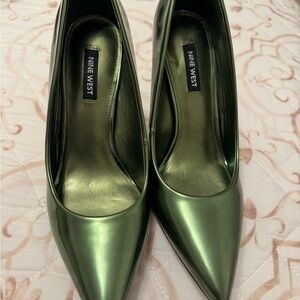 Nine West Metallic Green Heels